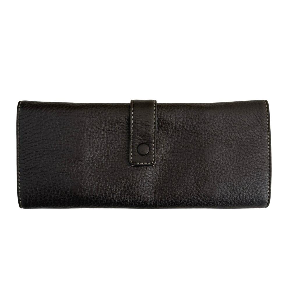 Levenger Brown leather snap fold up jewelry case